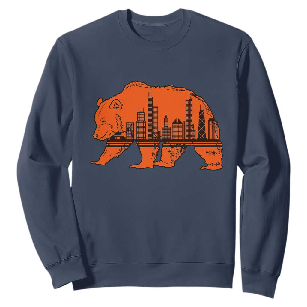 Chicago Skyline Bear Sweatshirt Windy City Pride True Lover Sports Fan TS02 Navy Print Your Wear