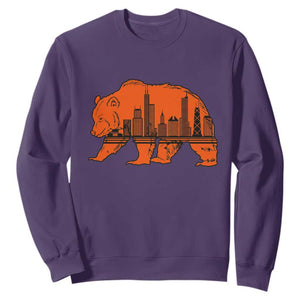 Chicago Skyline Bear Sweatshirt Windy City Pride True Lover Sports Fan TS02 Purple Print Your Wear