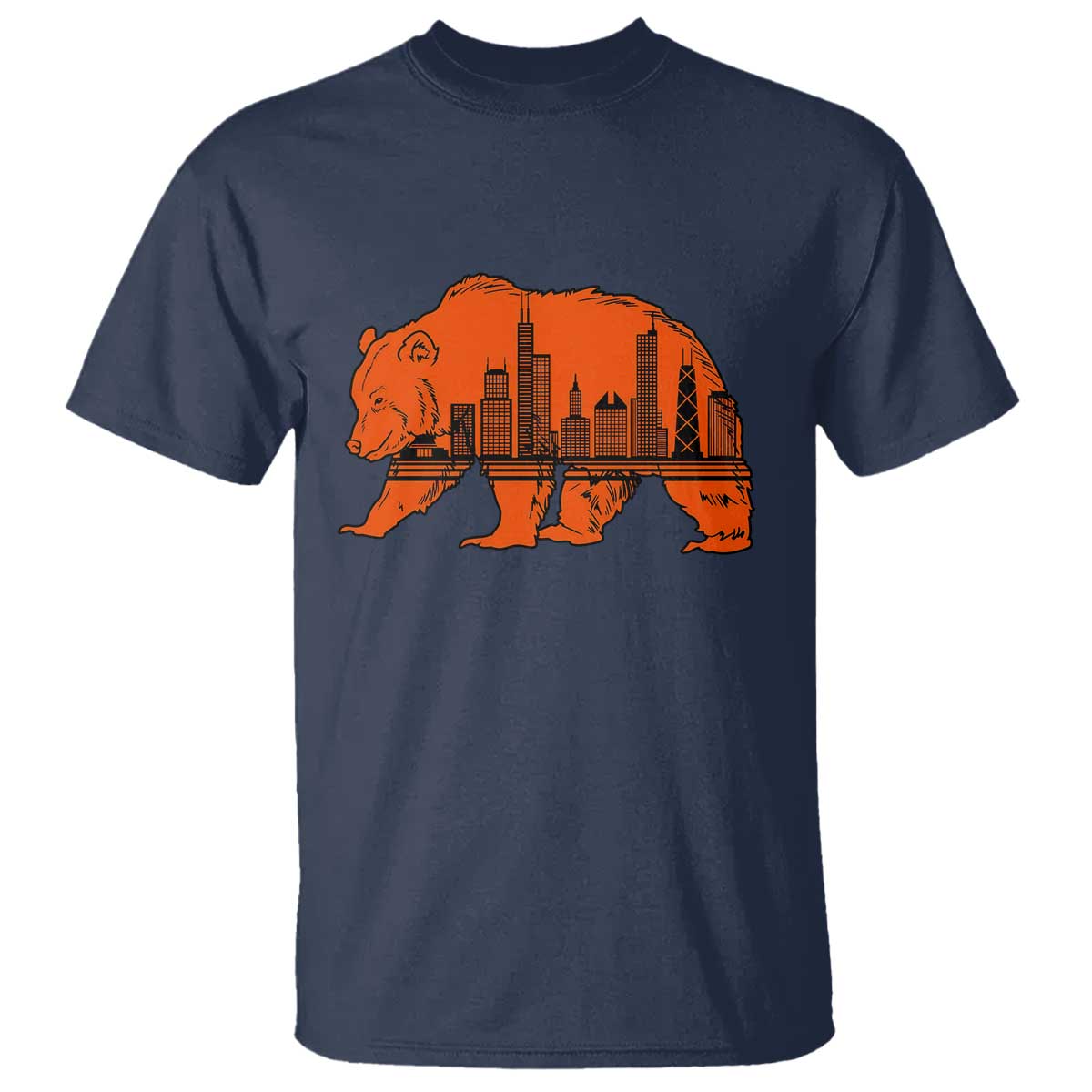 Chicago Skyline Bear T Shirt Windy City Pride True Lover Sports Fan TS02 Navy Print Your Wear