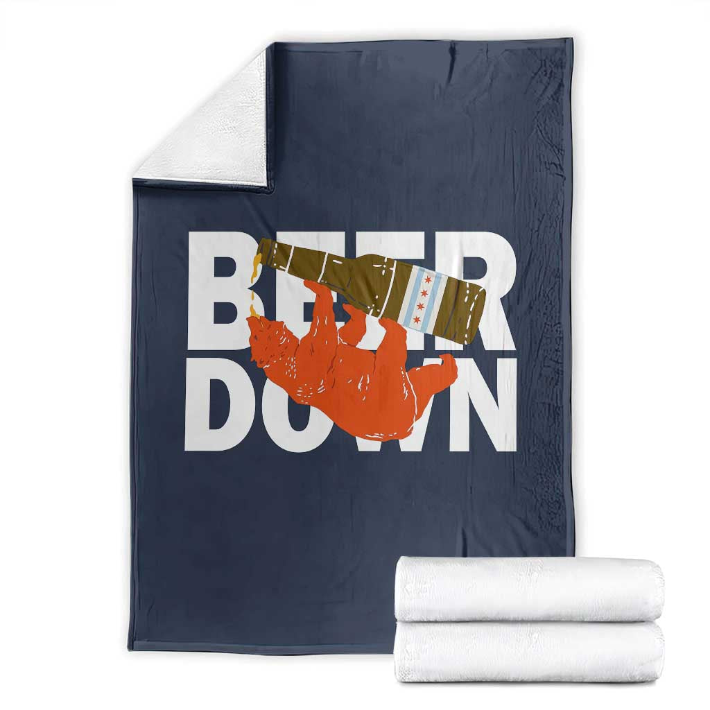 Funny Drinking Bear Beer Down Throw Blanket Tailgate Gift for Football Fans TS02 Navy Print Your Wear