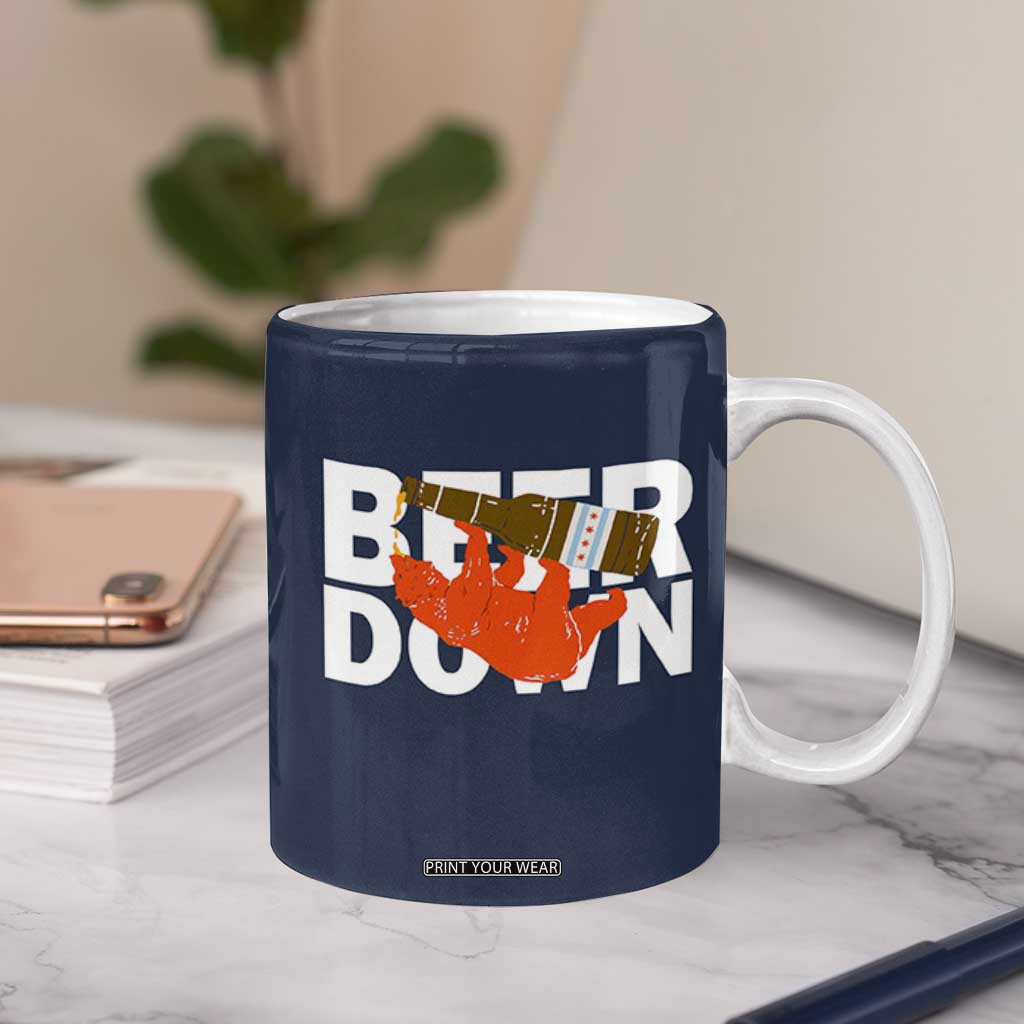 Funny Drinking Bear Beer Down Coffee Mug Tailgate Gift for Football Fans TS02 Print Your Wear