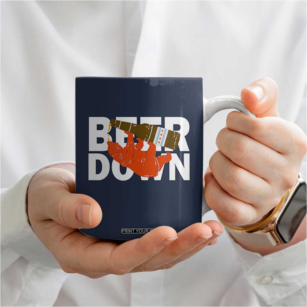 Funny Drinking Bear Beer Down Coffee Mug Tailgate Gift for Football Fans TS02 Print Your Wear