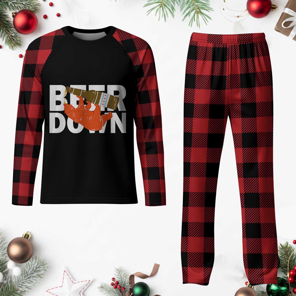 Funny Drinking Bear Beer Down Plaid Pajama Set Tailgate Gift for Football Fans TS02 Buffalo Plaid Print Your Wear