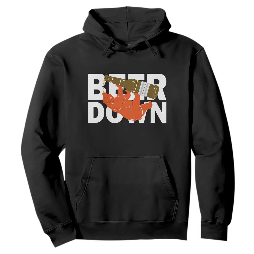 Funny Drinking Bear Beer Down Hoodie Tailgate Gift for Football Fans TS02 Black Print Your Wear