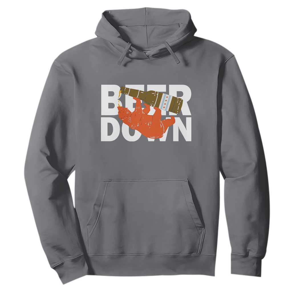 Funny Drinking Bear Beer Down Hoodie Tailgate Gift for Football Fans TS02 Charcoal Print Your Wear
