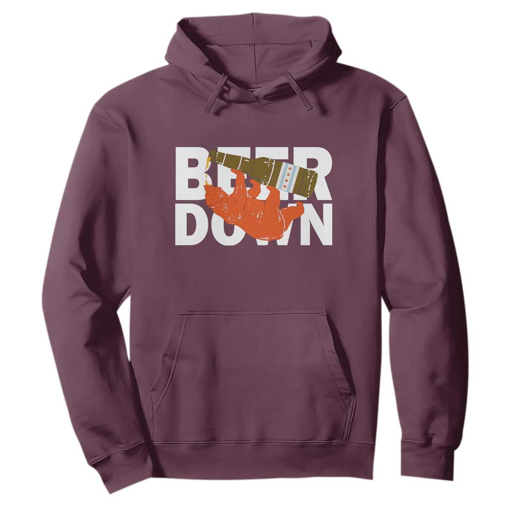 Funny Drinking Bear Beer Down Hoodie Tailgate Gift for Football Fans TS02 Maroon Print Your Wear