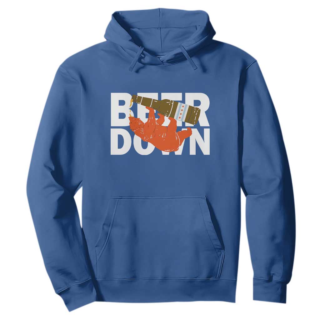 Funny Drinking Bear Beer Down Hoodie Tailgate Gift for Football Fans TS02 Royal Blue Print Your Wear