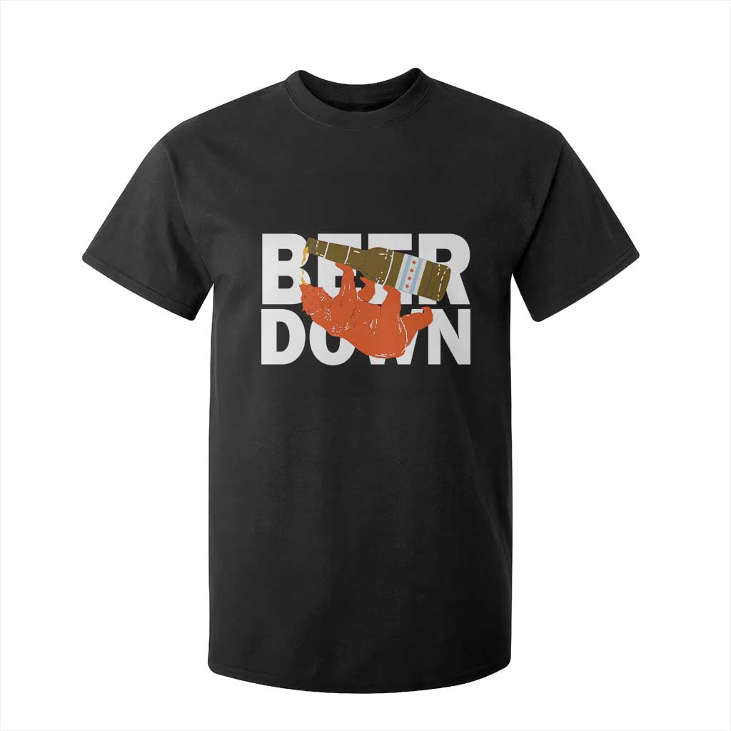 Funny Drinking Bear Beer Down T Shirt For Kid Tailgate Gift for Football Fans TS02 Black Print Your Wear