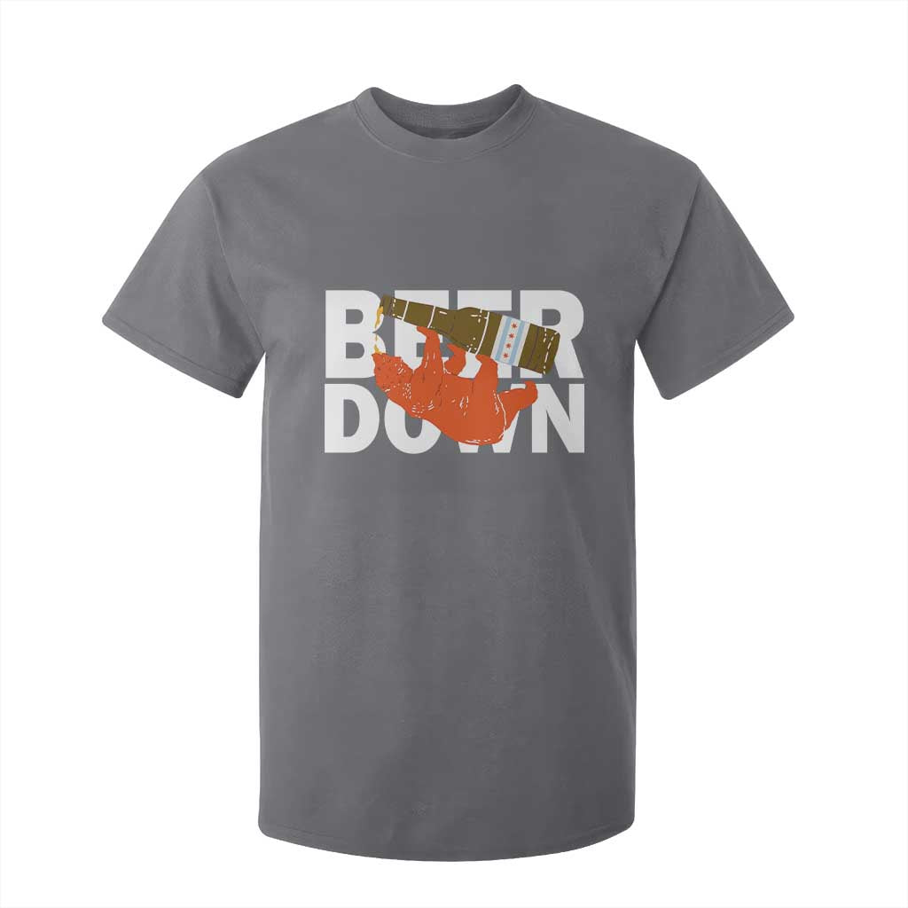 Funny Drinking Bear Beer Down T Shirt For Kid Tailgate Gift for Football Fans TS02 Charcoal Print Your Wear