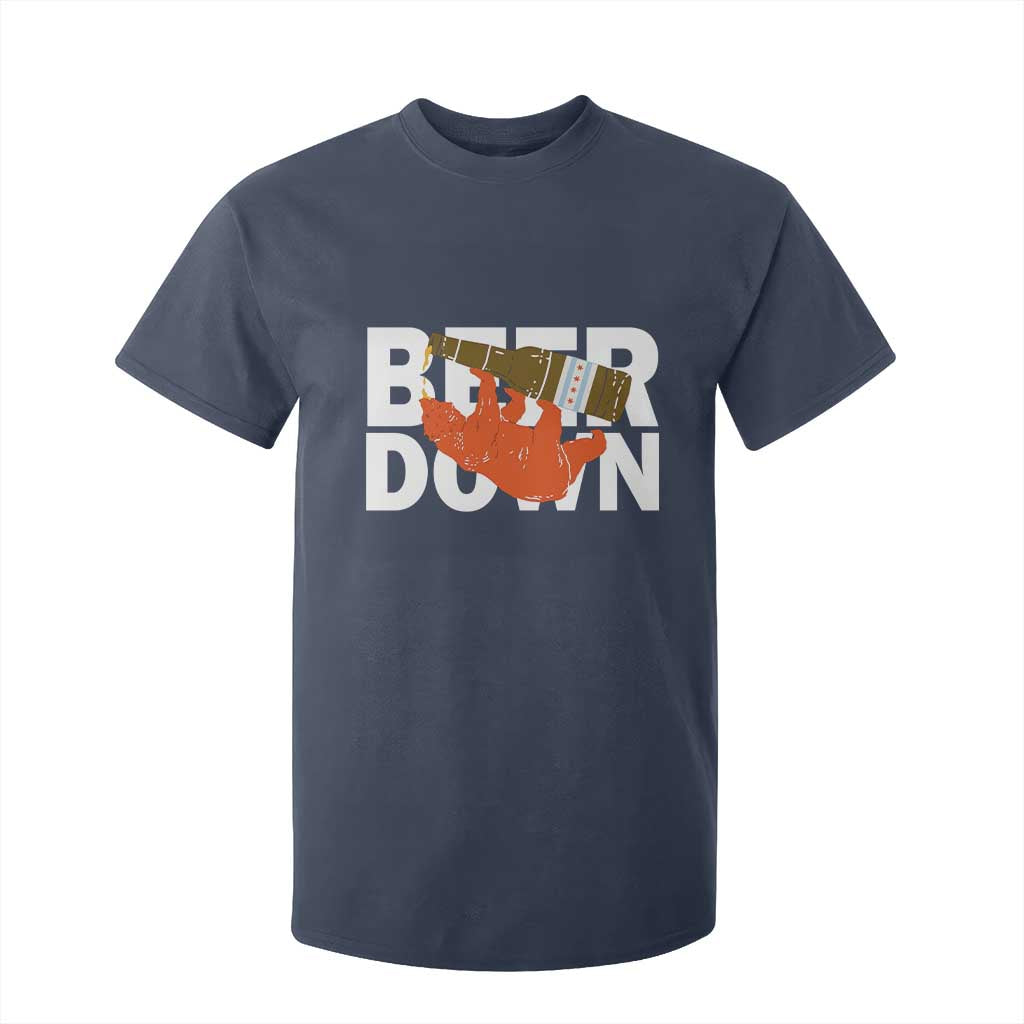 Funny Drinking Bear Beer Down T Shirt For Kid Tailgate Gift for Football Fans TS02 Navy Print Your Wear