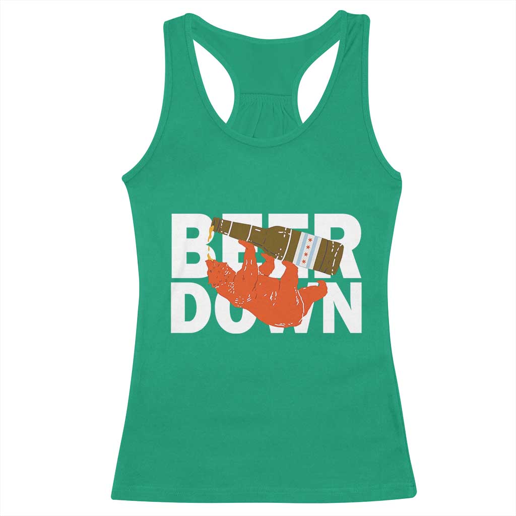 Funny Drinking Bear Beer Down Racerback Tank Top Tailgate Gift for Football Fans TS02 Irish Green Print Your Wear