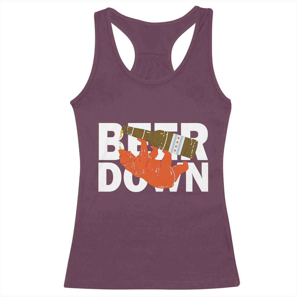 Funny Drinking Bear Beer Down Racerback Tank Top Tailgate Gift for Football Fans TS02 Maroon Print Your Wear