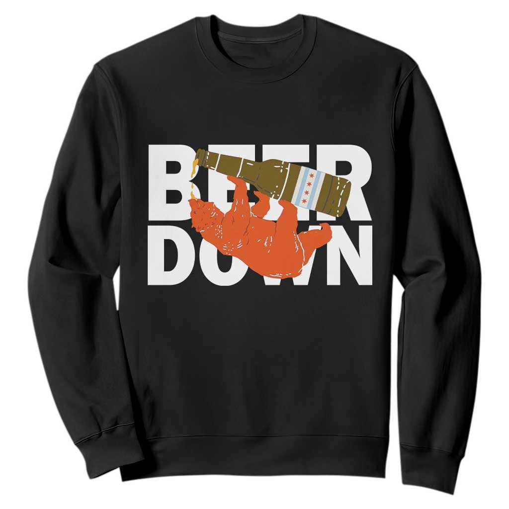 Funny Drinking Bear Beer Down Sweatshirt Tailgate Gift for Football Fans TS02 Black Print Your Wear