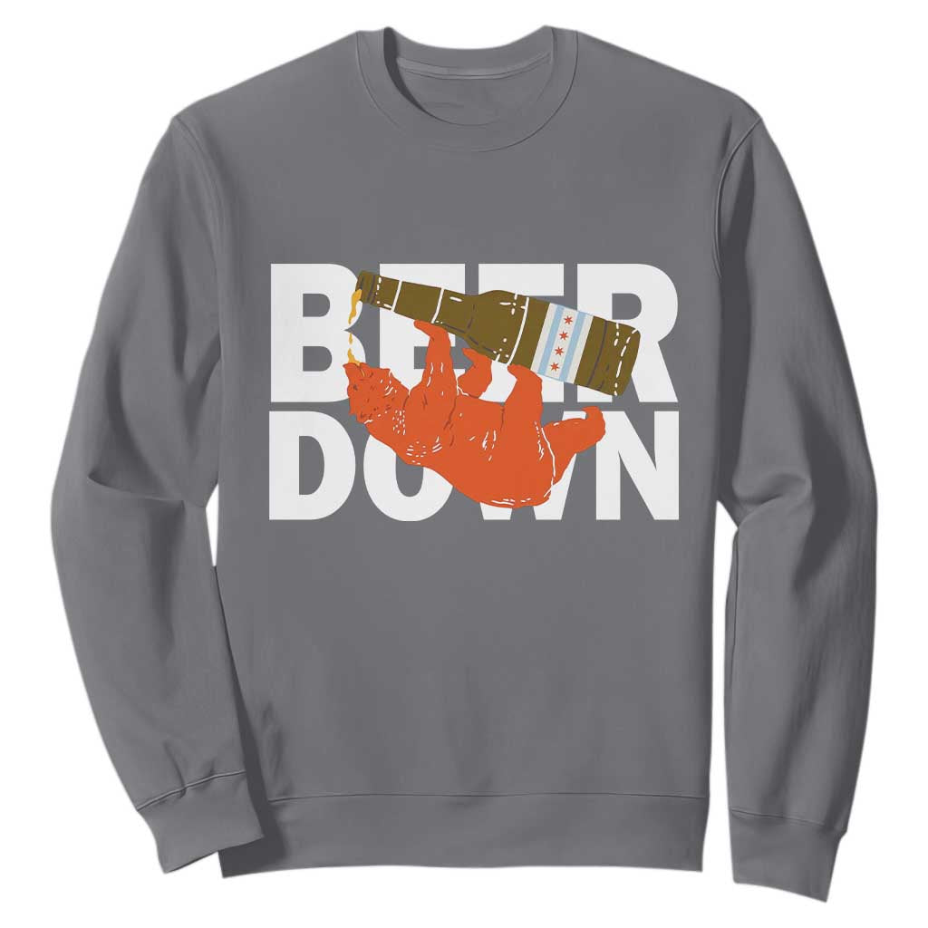 Funny Drinking Bear Beer Down Sweatshirt Tailgate Gift for Football Fans TS02 Charcoal Print Your Wear