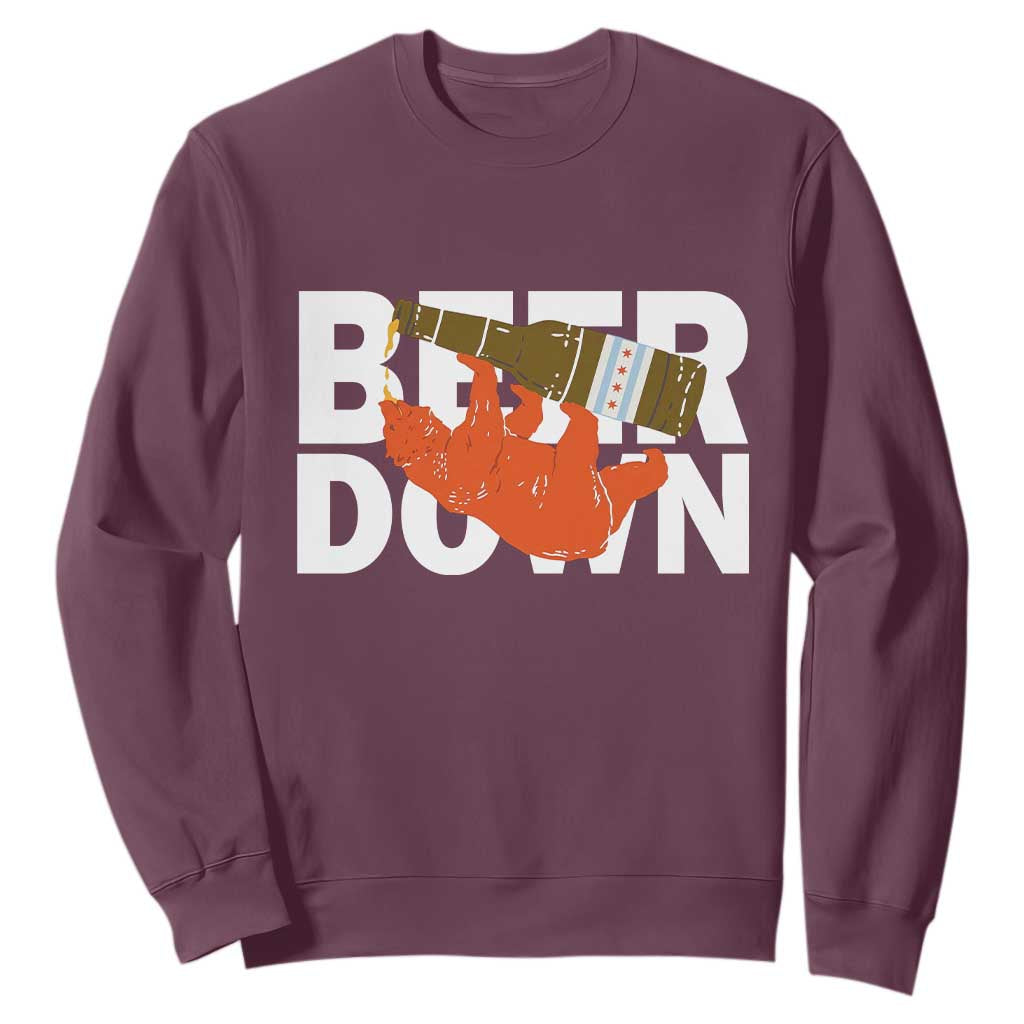 Funny Drinking Bear Beer Down Sweatshirt Tailgate Gift for Football Fans TS02 Maroon Print Your Wear