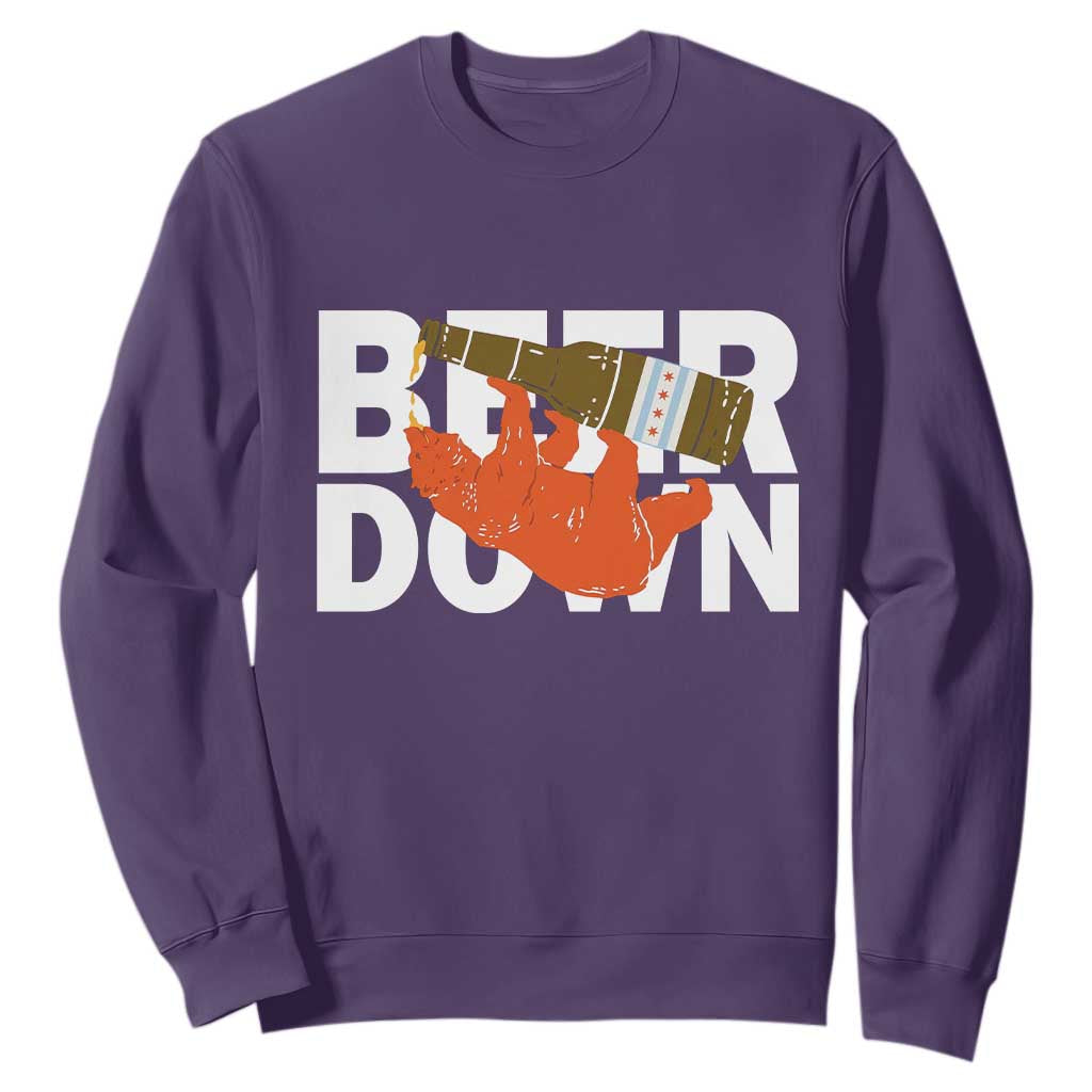 Funny Drinking Bear Beer Down Sweatshirt Tailgate Gift for Football Fans TS02 Purple Print Your Wear