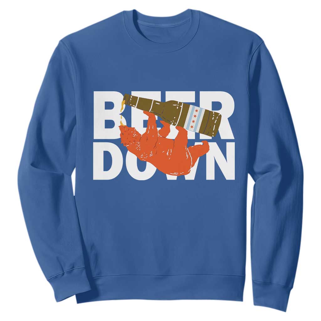 Funny Drinking Bear Beer Down Sweatshirt Tailgate Gift for Football Fans TS02 Royal Blue Print Your Wear