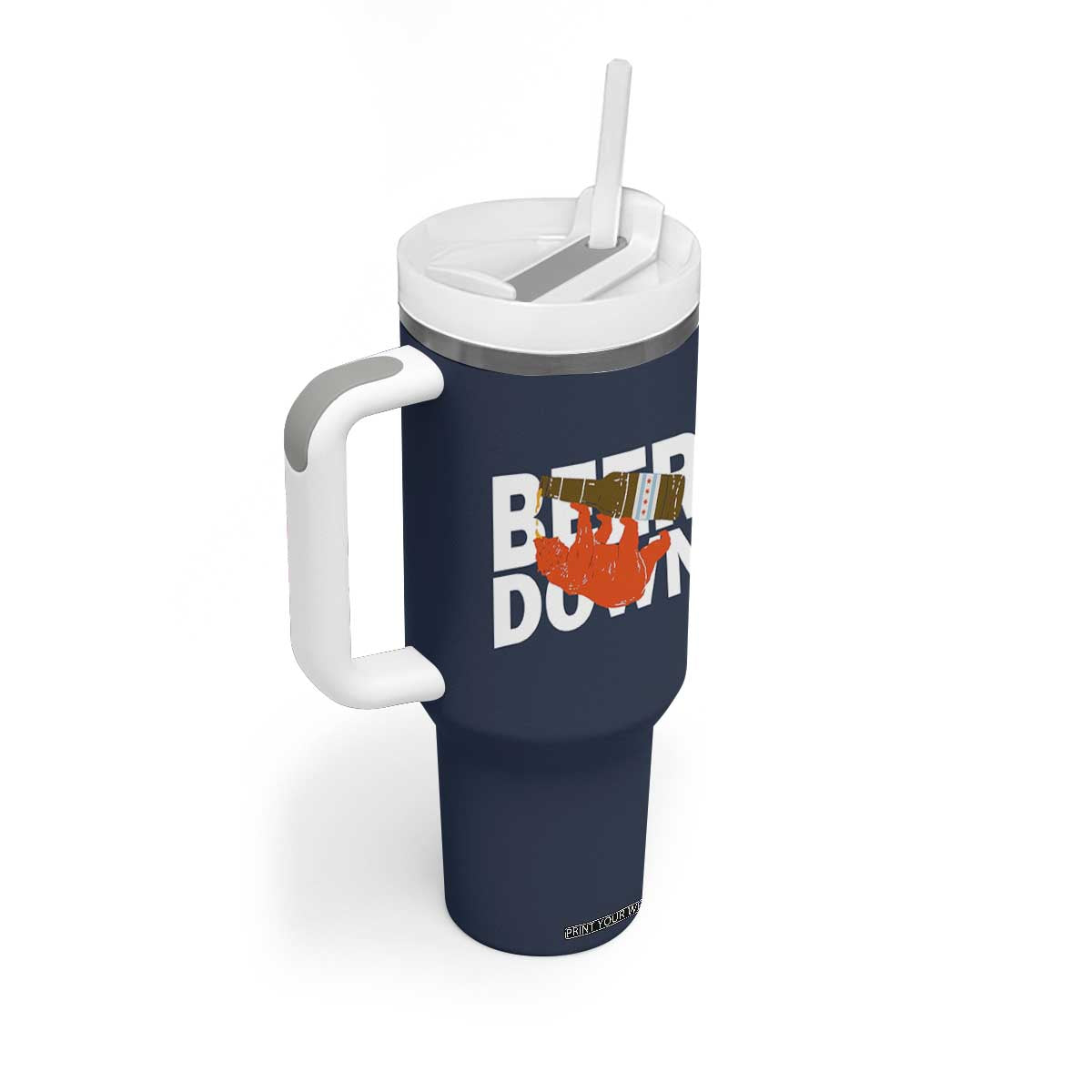 Funny Drinking Bear Beer Down Tumbler With Handle Tailgate Gift for Football Fans TS02 Print Your Wear