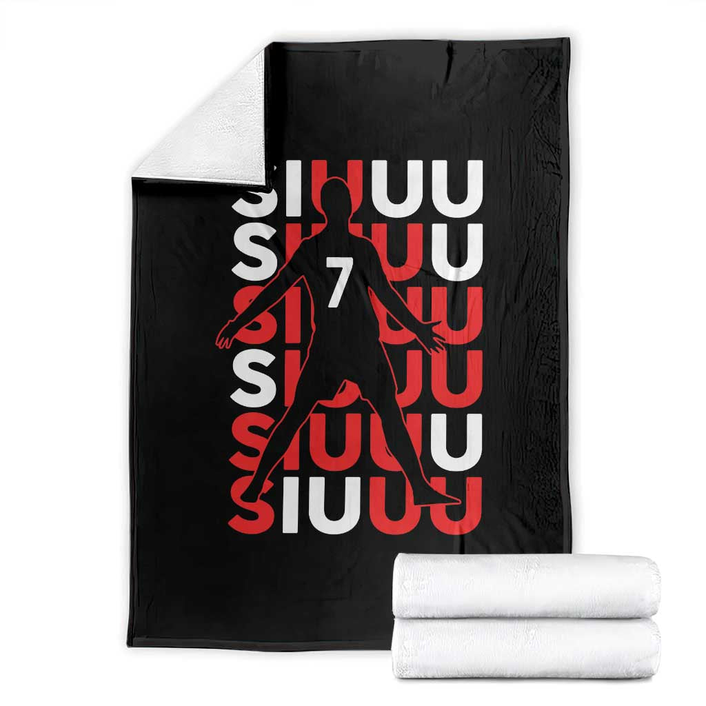 Siuuuu Celebration Number 7 Seven Soccer Fans Throw Blanket TS02 Black Print Your Wear