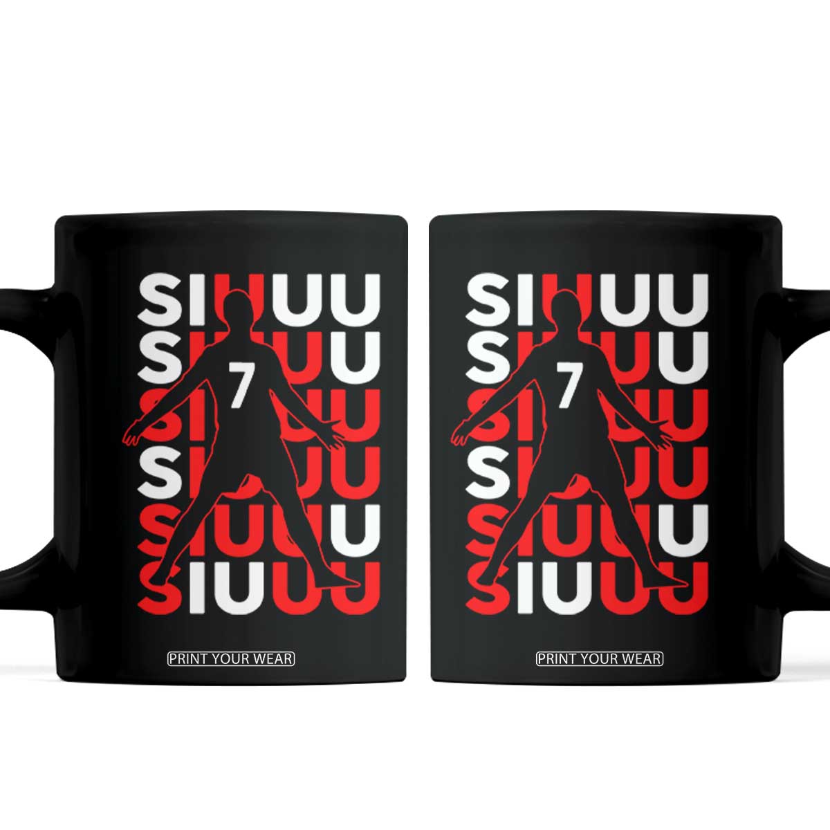 Siuuuu Celebration Number 7 Seven Soccer Fans Coffee Mug TS02 Black Print Your Wear