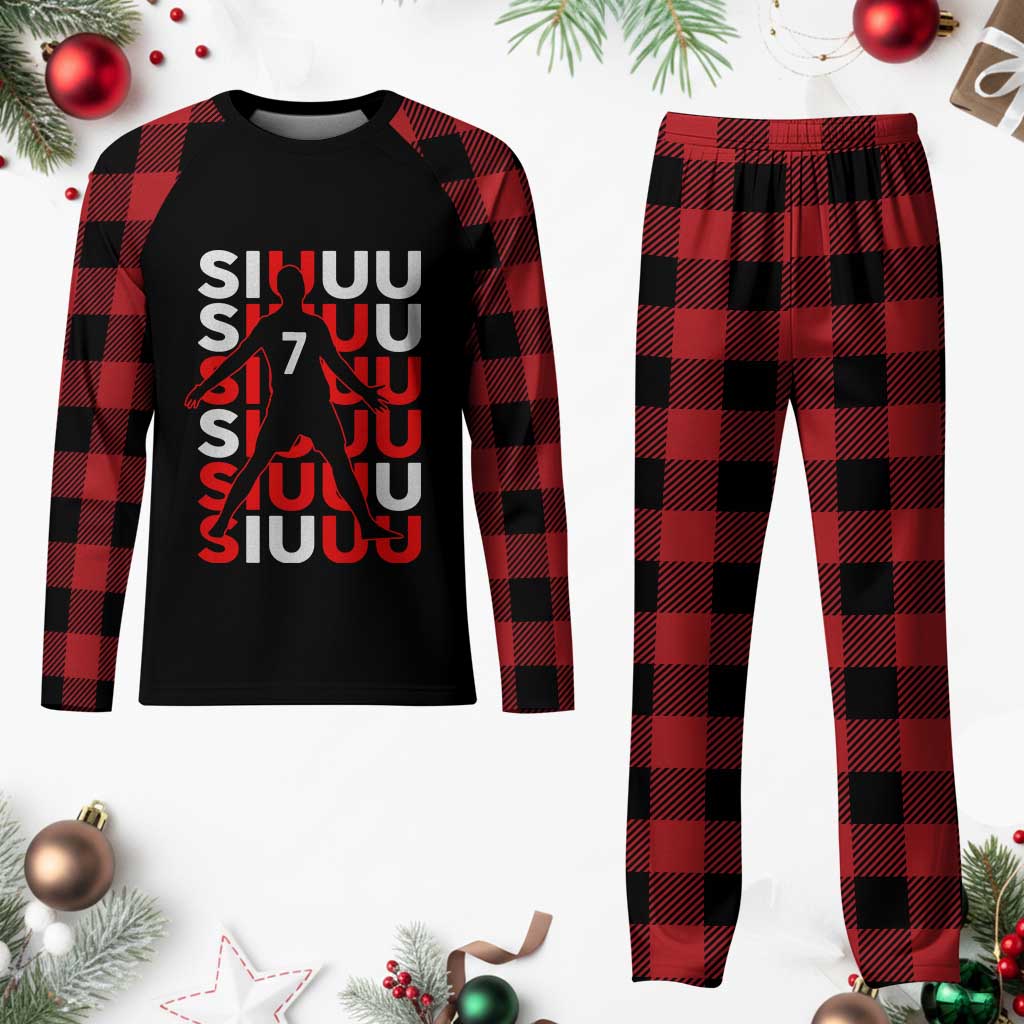 Siuuuu Celebration Number 7 Seven Soccer Fans Plaid Pajama Set TS02 Buffalo Plaid Print Your Wear