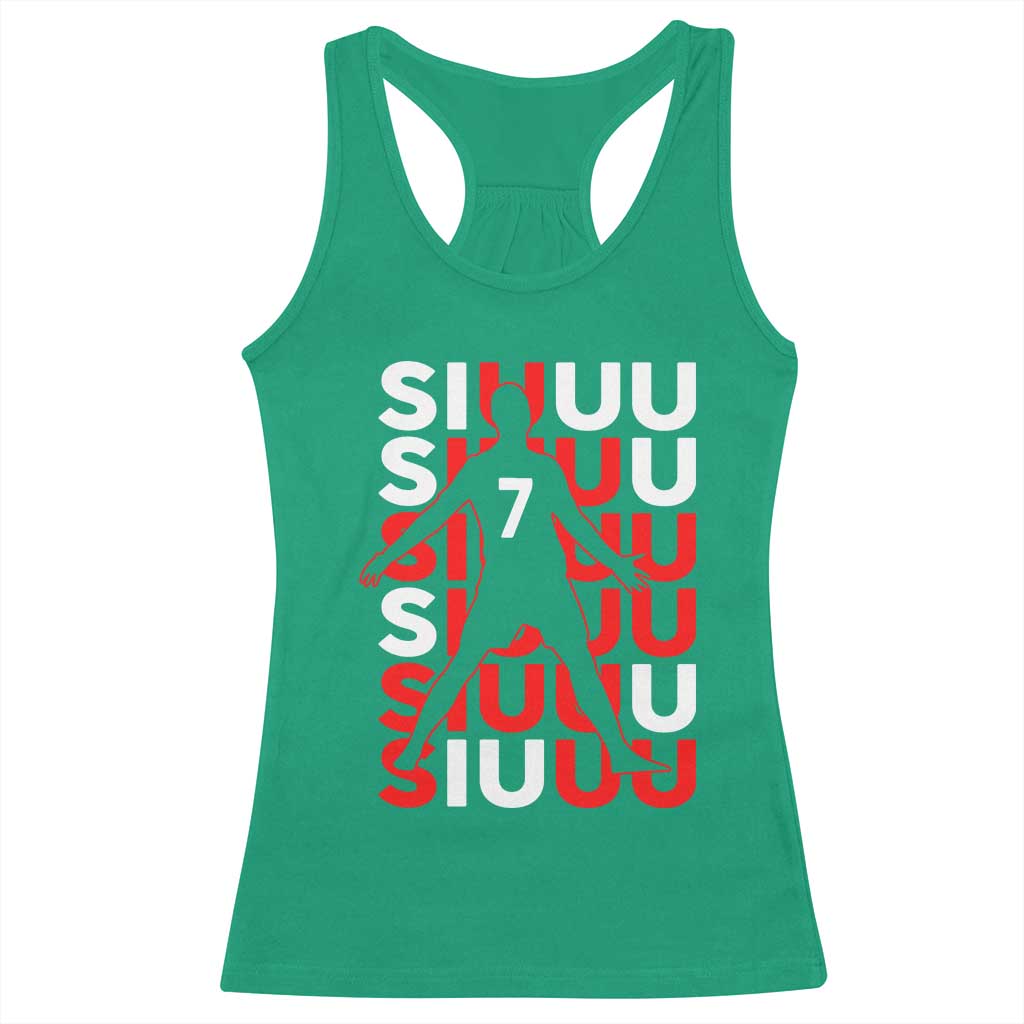 Siuuuu Celebration Number 7 Seven Soccer Fans Racerback Tank Top TS02 Irish Green Print Your Wear