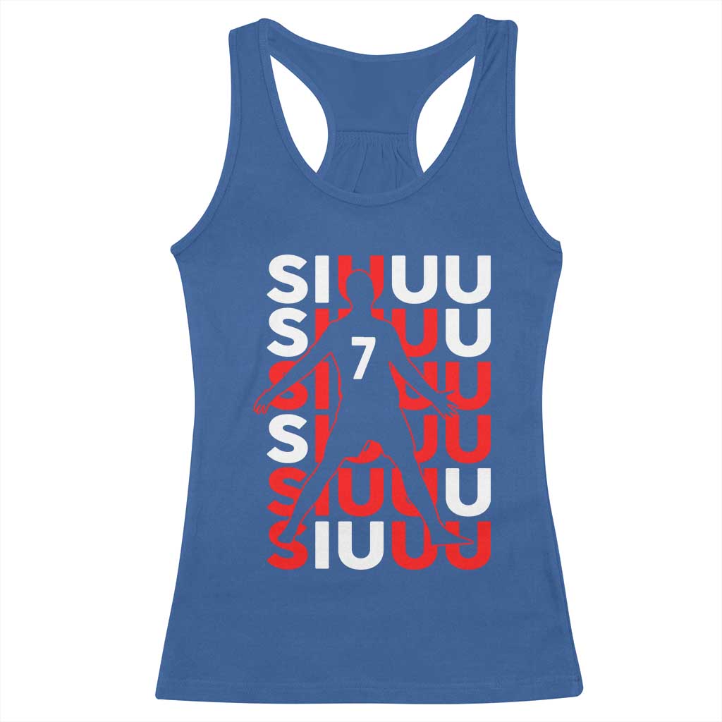 Siuuuu Celebration Number 7 Seven Soccer Fans Racerback Tank Top TS02 Royal Blue Print Your Wear