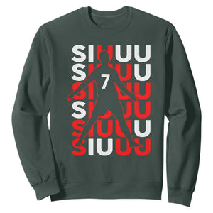 Siuuuu Celebration Number 7 Seven Soccer Fans Sweatshirt TS02 Dark Forest Green Print Your Wear