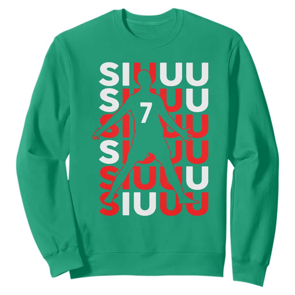 Siuuuu Celebration Number 7 Seven Soccer Fans Sweatshirt TS02 Irish Green Print Your Wear