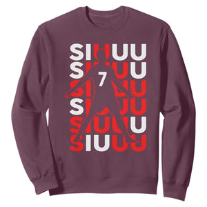 Siuuuu Celebration Number 7 Seven Soccer Fans Sweatshirt TS02 Maroon Print Your Wear