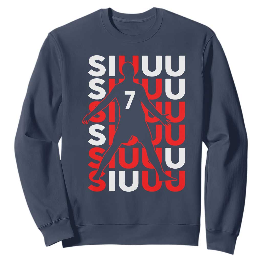 Siuuuu Celebration Number 7 Seven Soccer Fans Sweatshirt TS02 Navy Print Your Wear