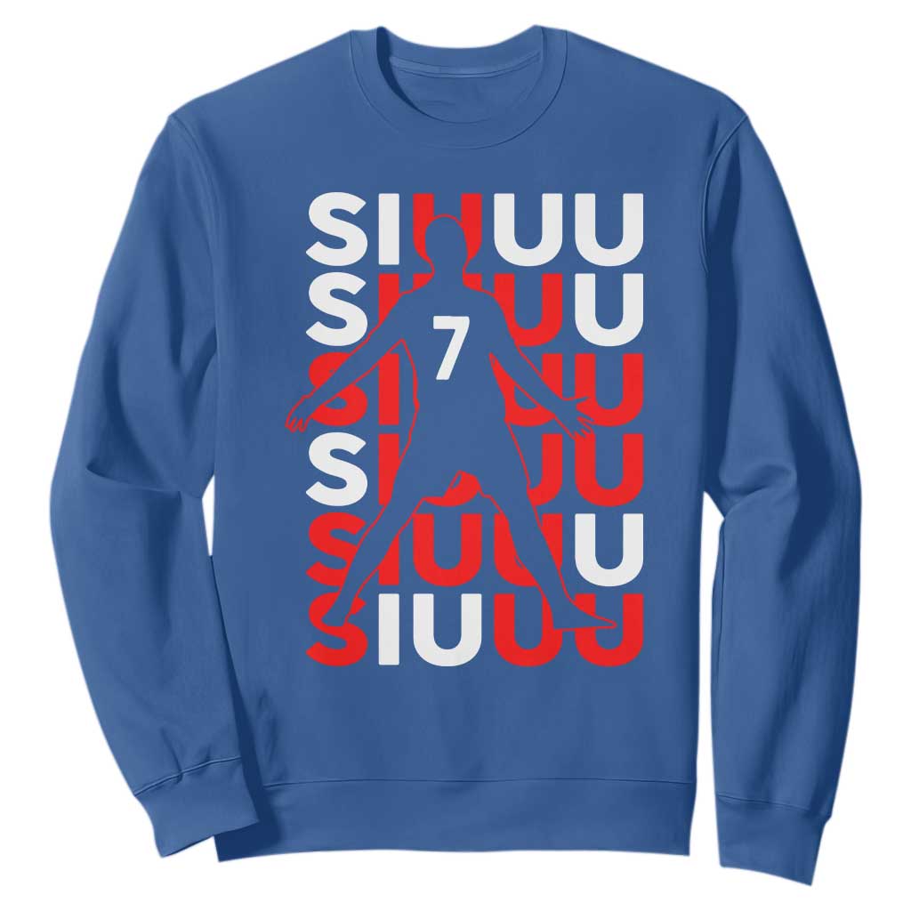 Siuuuu Celebration Number 7 Seven Soccer Fans Sweatshirt TS02 Royal Blue Print Your Wear