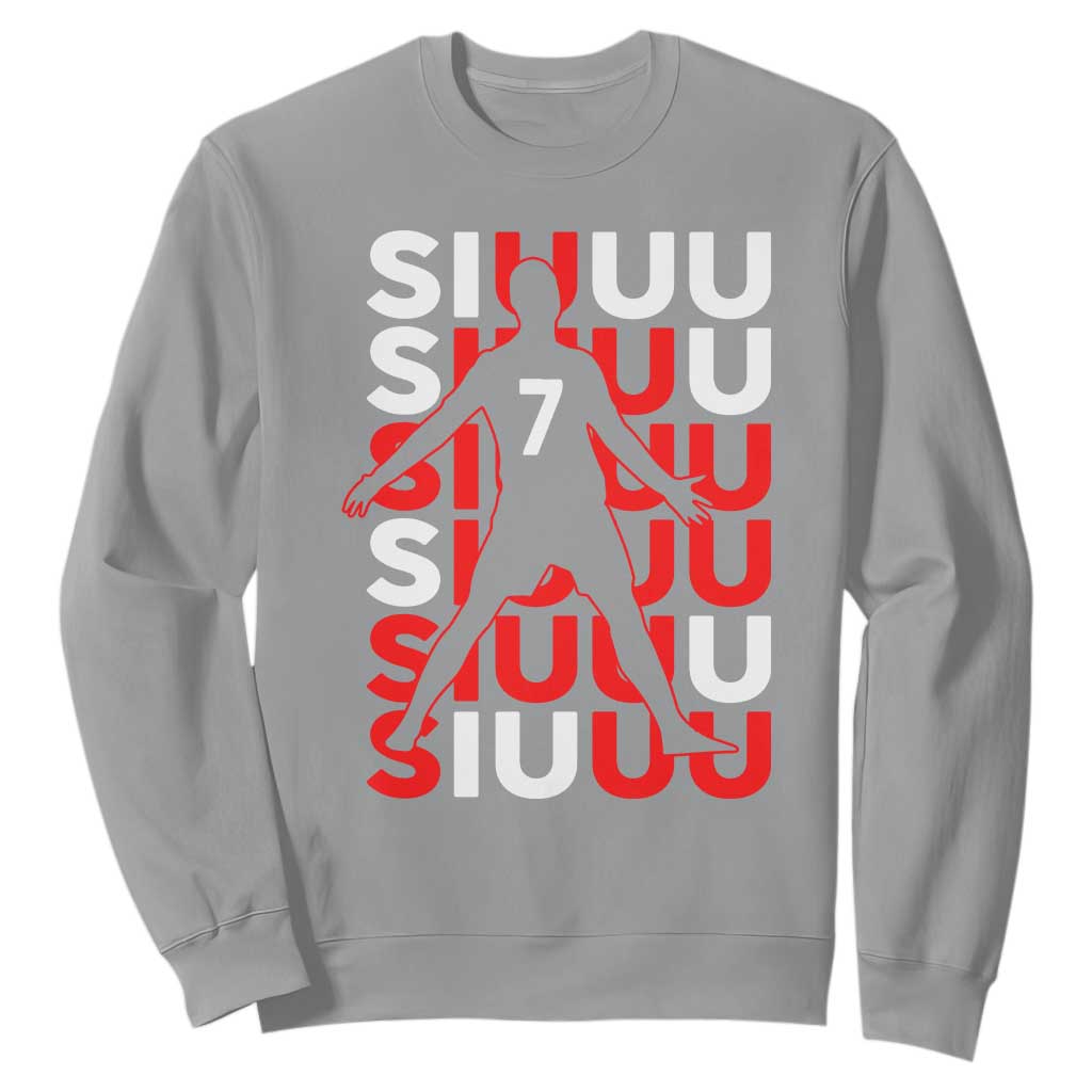 Siuuuu Celebration Number 7 Seven Soccer Fans Sweatshirt TS02 Sport Gray Print Your Wear