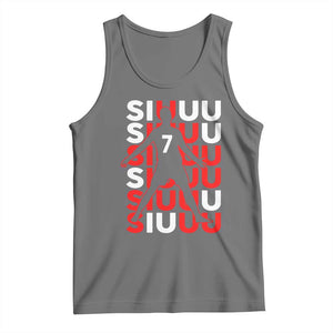 Siuuuu Celebration Number 7 Seven Soccer Fans Tank Top TS02 Black Heather Print Your Wear
