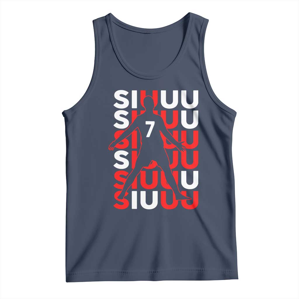 Siuuuu Celebration Number 7 Seven Soccer Fans Tank Top TS02 Navy Print Your Wear