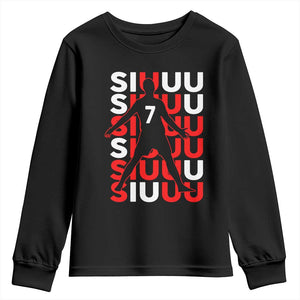 Siuuuu Celebration Number 7 Seven Soccer Fans Youth Sweatshirt TS02 Black Print Your Wear