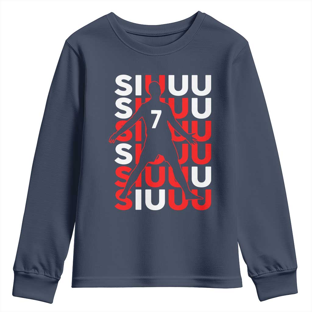 Siuuuu Celebration Number 7 Seven Soccer Fans Youth Sweatshirt TS02 Navy Print Your Wear