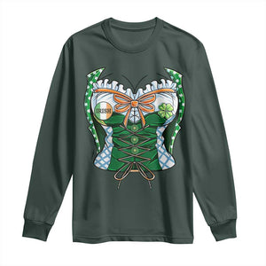 Funny St Patricks Day Long Sleeve Shirt Women Leprechaun Costume TS02 Dark Forest Green Print Your Wear