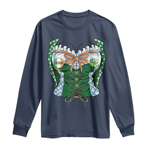 Funny St Patricks Day Long Sleeve Shirt Women Leprechaun Costume TS02 Navy Print Your Wear