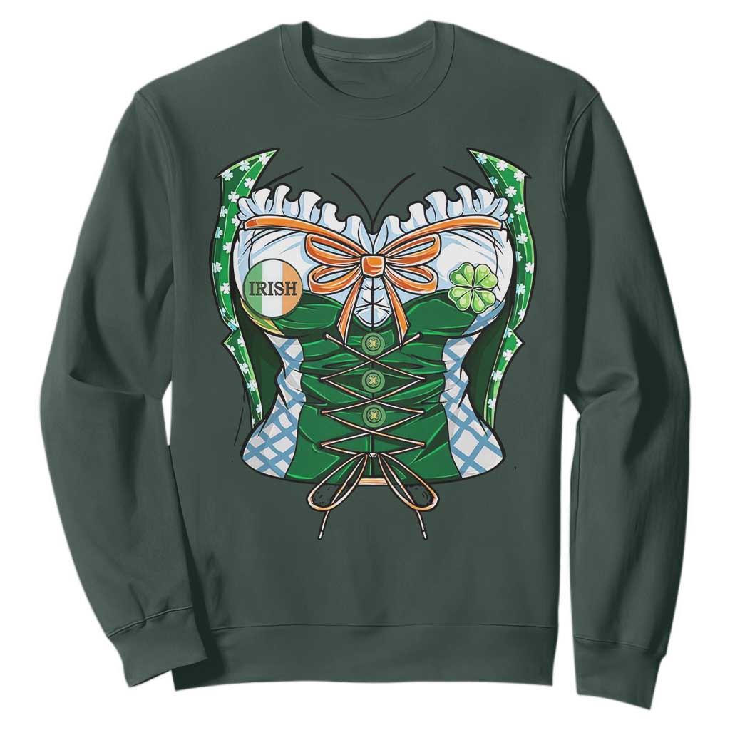 Funny St. Patricks Day Sweatshirt Women Leprechaun Costume TS02 Dark Forest Green Printyourwear