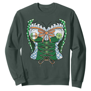 Funny St. Patricks Day Sweatshirt Women Leprechaun Costume TS02 Dark Forest Green Printyourwear