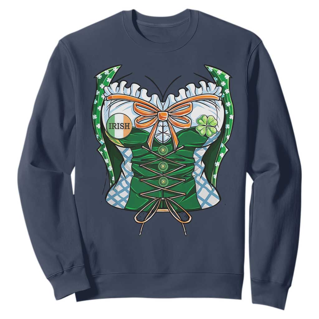 Funny St. Patricks Day Sweatshirt Women Leprechaun Costume TS02 Navy Printyourwear