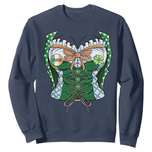 Funny St. Patricks Day Sweatshirt Women Leprechaun Costume TS02 Navy Printyourwear