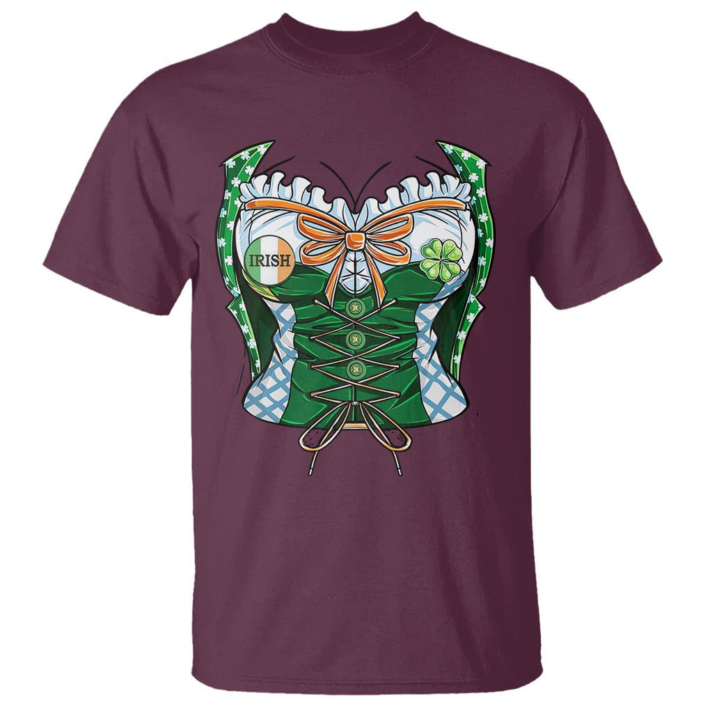 Funny St. Patricks Day T Shirt Women Leprechaun Costume TS02 Maroon Printyourwear