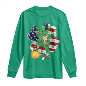 Cute St Patricks Day Long Sleeve Shirt Dabbing Leperchaun American Flag Shamrock TS02 Irish Green Print Your Wear