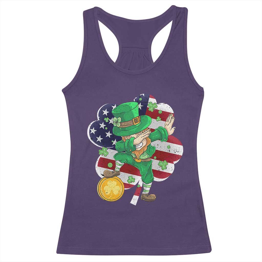 Cute St Patricks Day Racerback Tank Top Dabbing Leperchaun American Flag Shamrock TS02 Purple Print Your Wear