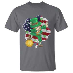 Cute St. Patricks Day T Shirt Dabbing Leperchaun American Flag Shamrock TS02 Charcoal Printyourwear