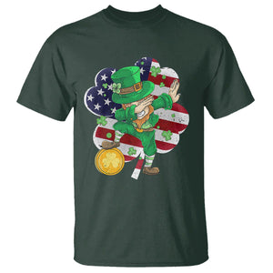 Cute St. Patricks Day T Shirt Dabbing Leperchaun American Flag Shamrock TS02 Dark Forest Green Printyourwear