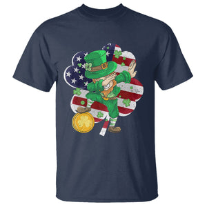 Cute St. Patricks Day T Shirt Dabbing Leperchaun American Flag Shamrock TS02 Navy Printyourwear