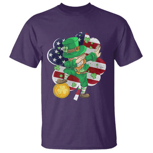 Cute St. Patricks Day T Shirt Dabbing Leperchaun American Flag Shamrock TS02 Purple Printyourwear